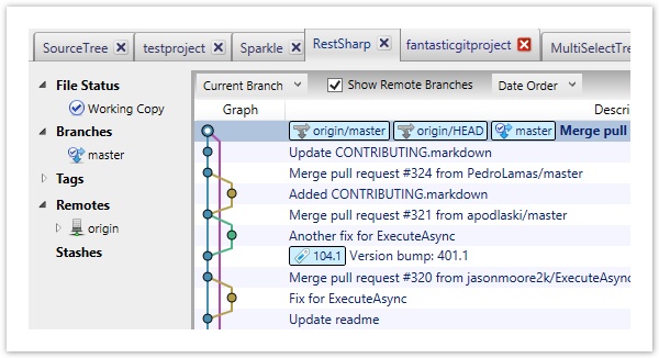 Git history graph